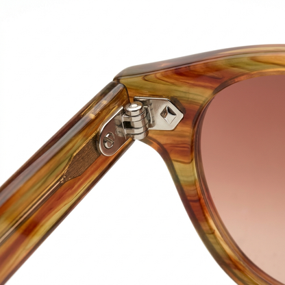 Madera Classic Champagne Wood sunglasses hinge macro detail