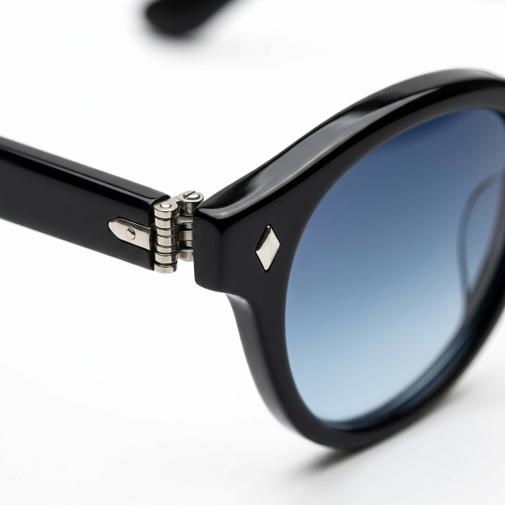 Madera Classic Ocean Blue sunglasses hinge macro detail