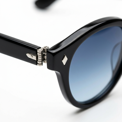 Madera Classic Ocean Blue sunglasses hinge macro detail