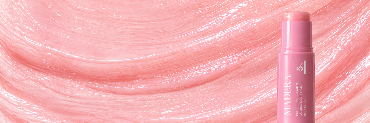 Texture di balsamo rosa con lo stick Madera